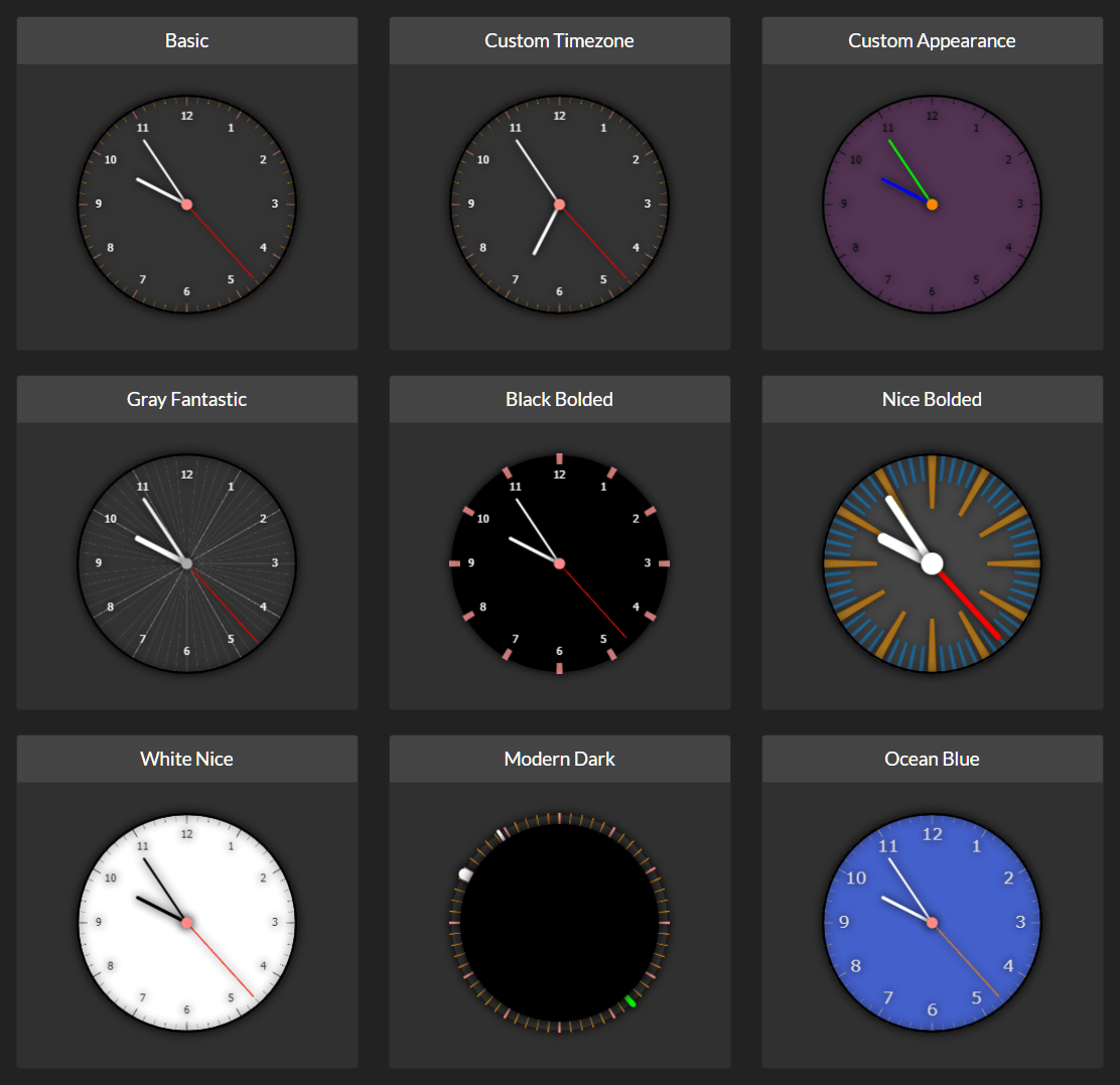 Customizable Analog Clock With Timezone Support Full View
